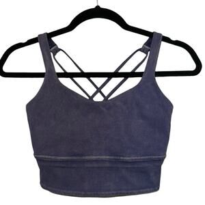 Lululemon Free To Be Bra Long Line Rib Strappy Sports Bra Size 4 Purple